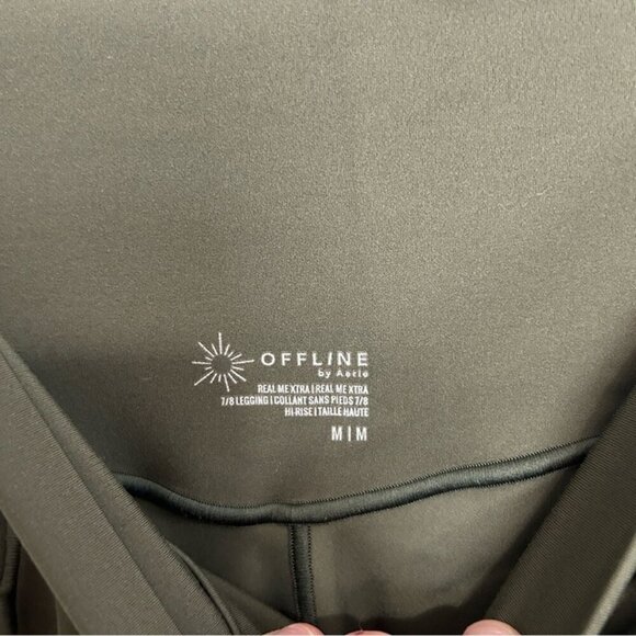 Offline By Aerie Real Me XTRA Crossover High Waisted Pocket Olive Legging Medium - Picture 4 of 6